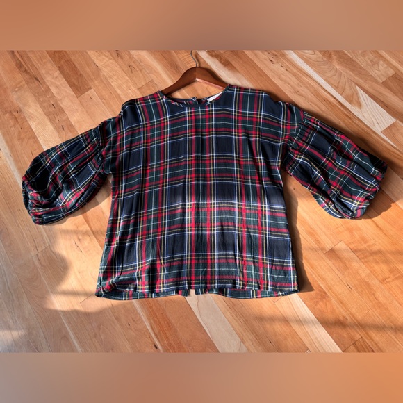 LOFT Christmas plaid blouse - Picture 6 of 6